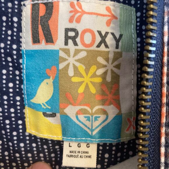 Womens Roxy White Pink Checked Preppy Hooded Full Zip Light Jacket Size Large - Picture 7 of 16